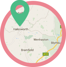 Location map showing the shop in Halesworth